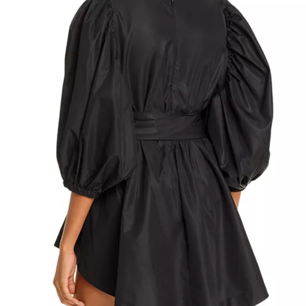 MSGM Black Abito Bishop-Sleeve Ruched Mini Dress - Picture 7 of 8